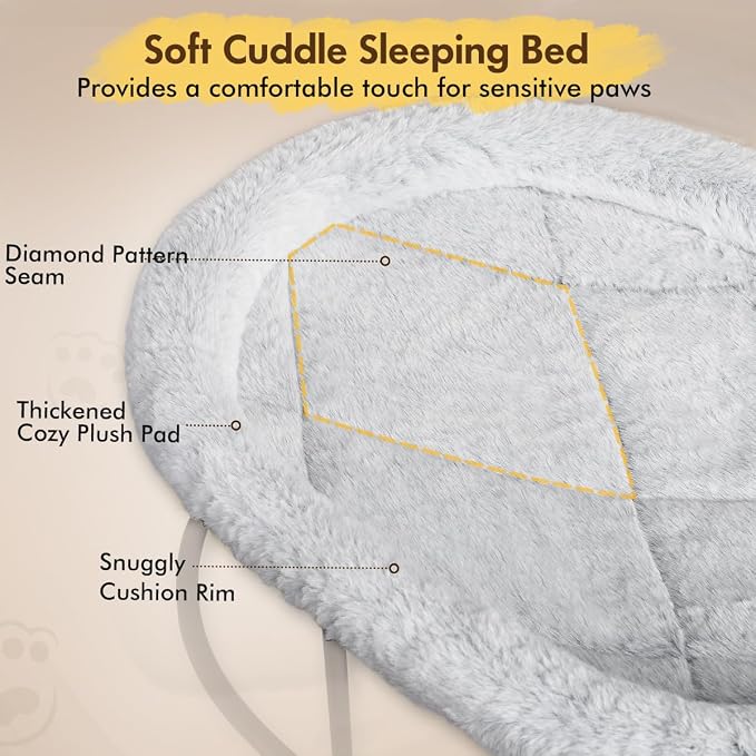 Elevated Cat Hammock Bed for Indoor Cats, Fluffy Warm Cuddle Cats Bed - Image 2