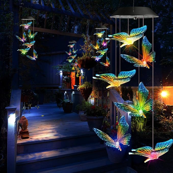 Toodour Solar Wind Chime, Color Changing Wind Chimes Butterfly, LED Decorative - Image 6