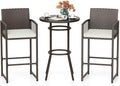 Tangkula 3 Piece Patio Bar Set, Outdoor Heavy Duty Wicker Bar Height Table & 2 by TANGKULA