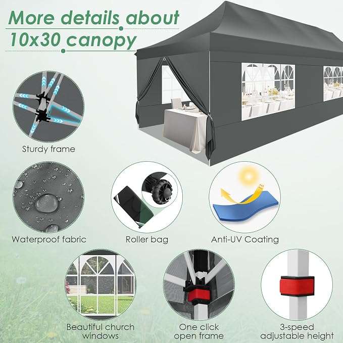 COBIZI Canopy Tent 10x30 Pop Up Canopy - Image 4