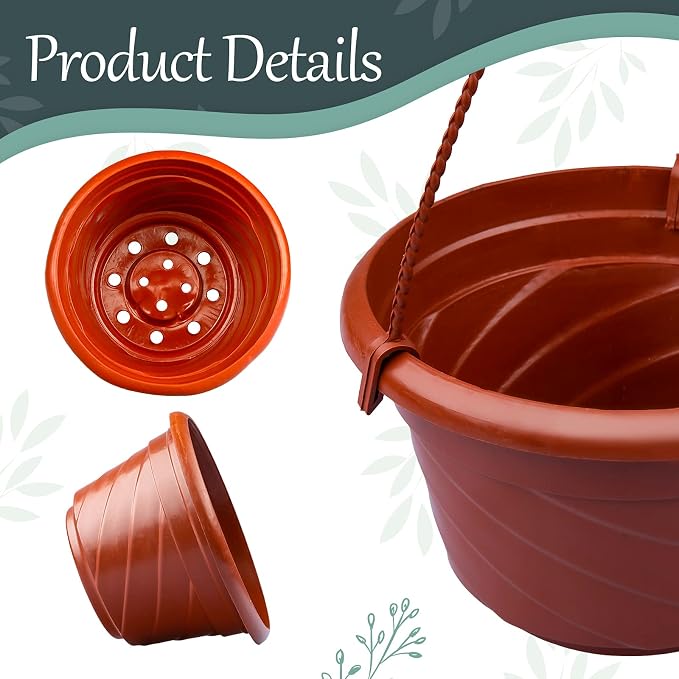 VIDELLY 4 Pieces Plastic Hanging Planters, 5.9 in Dia x 3.54 in H, Small Flower - Image 3