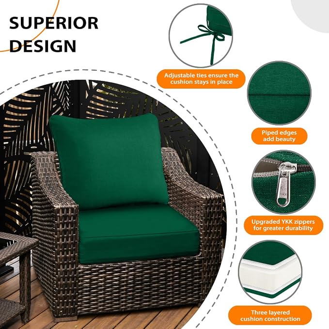 Sundale Outdoor Olefin Deep Seat Cushion, Patio Chair Cushion and Pillow - Image 4