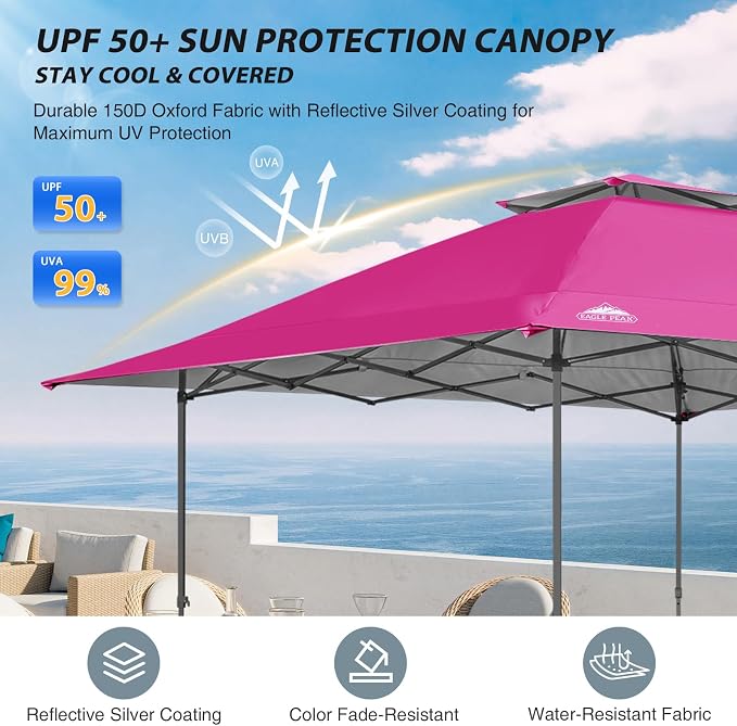 EAGLE PEAK 13x13 Straight Leg Pop Up Canopy Tent Instant Outdoor Canopy Easy - Image 4