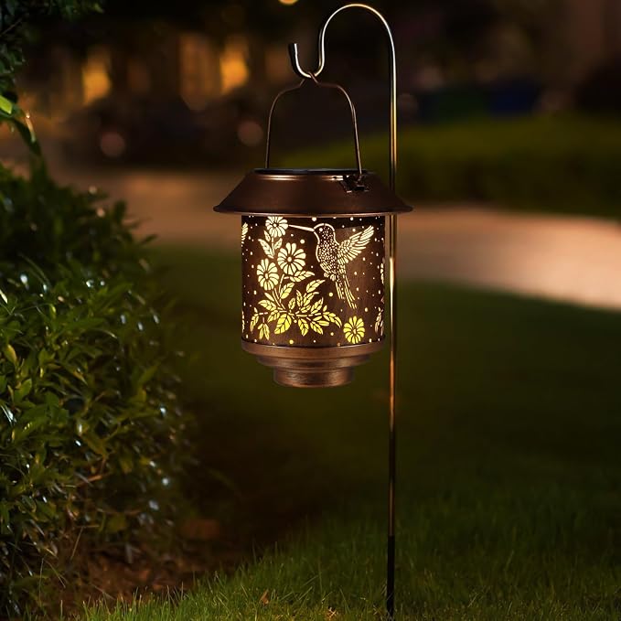 Hummingbird Solar Lantern Outdoor Hanging Sunflower Lights Gifts - Image 6