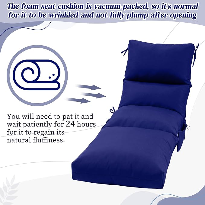 Kigley 2 Pcs Chaise Lounge Cushions, 77.9 x 20.5 x 4.7 Inch Outdoor Lounge - Image 4