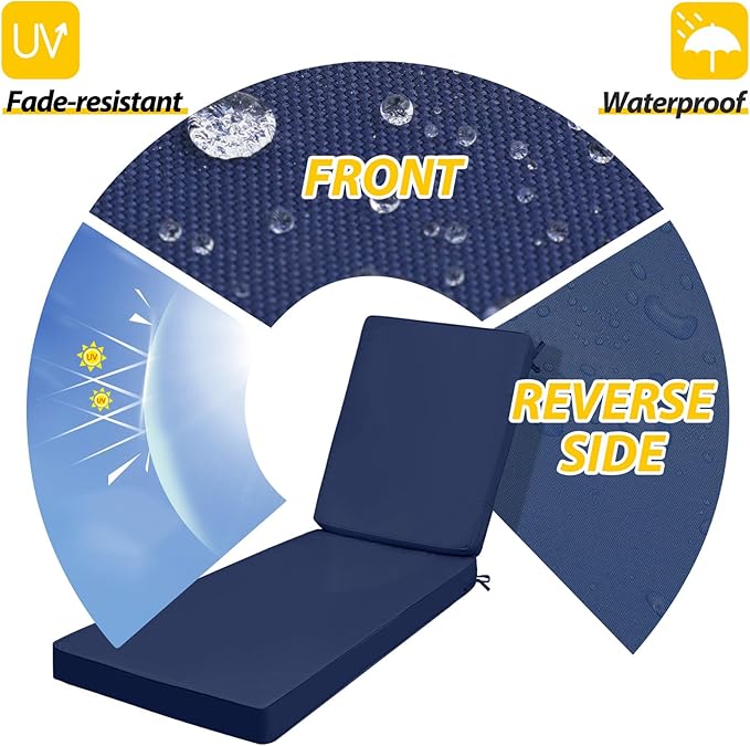 AAAAAcessories Outdoor Chaise Lounge Cushions, Waterproof Patio Furniture - Image 2