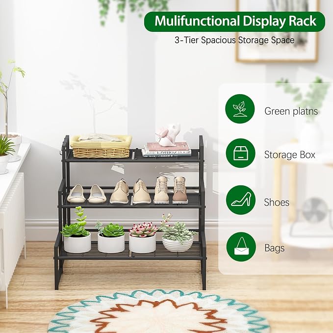 Garden 4 you 3 Tier Metal Plant Stand Outdoor Indoor Waterproof, Stackable - Image 5