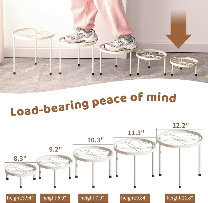 Plant Stand Indoor Outdoor 5 Pack Heavy Duty Metal Stand Multiple Plants - Image 7