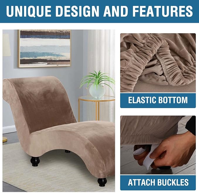 H.VERSAILTEX Chaise Lounge Cover Indoor Velvet Chaise Slipcover High Stretch - Image 4