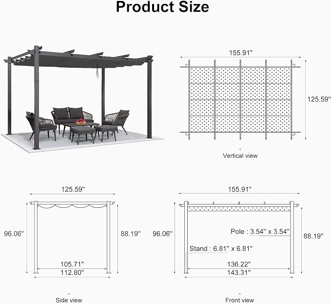 PURPLE LEAF 11' X 13' Outdoor Pergola - Image 7