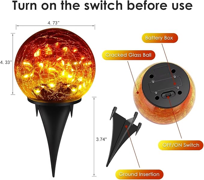 2 Pack Garden Solar Lights Outdoor Decorative, 60 LED Gradient red Cracked - Image 6