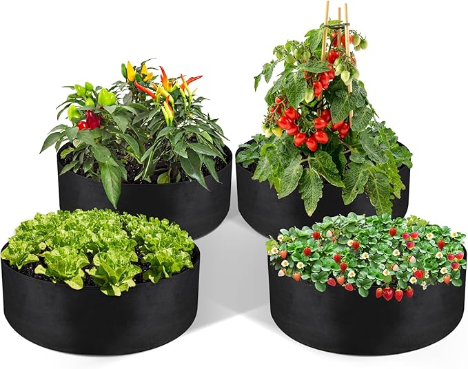 LBTING 4Pcs 30 Gallon Plant Grow Bags, Fabric Raised Planting Bed Heavy Duty by LBTING
