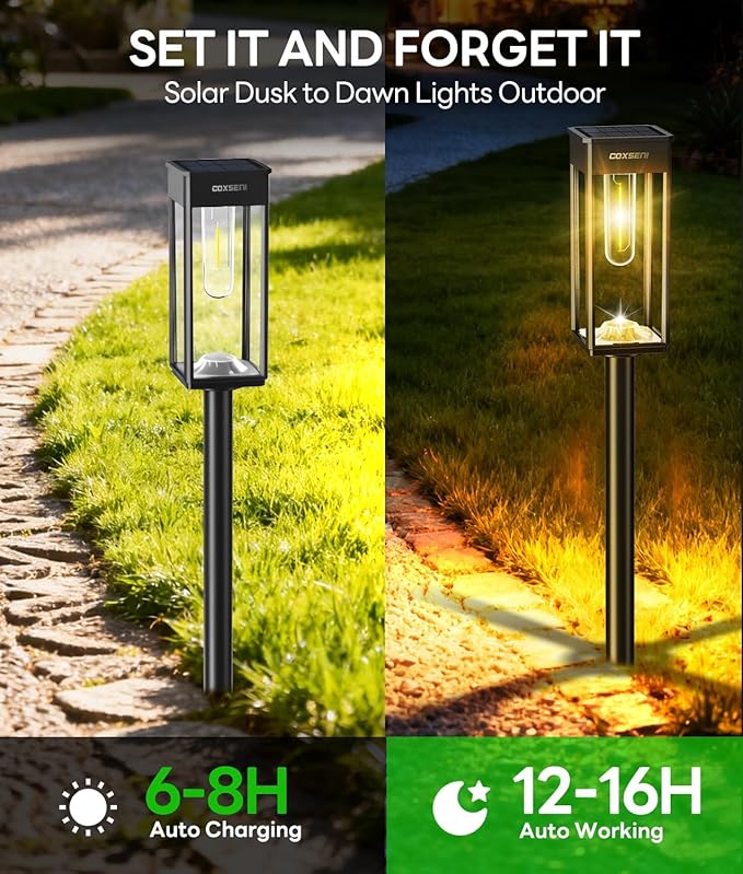 Solar Pathway Lights Outdoor IP65 Waterproof, 6 Pack 3000K LED Auto On/Off - Image 5