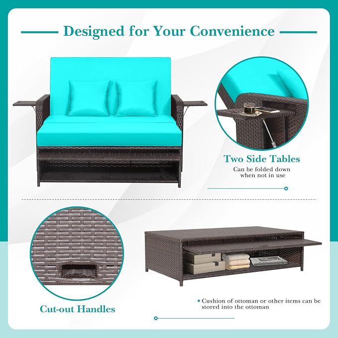 HAPPYGRILL Patio Rattan Wicker Daybed - Image 5