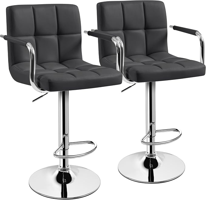 Yaheetech Bar Stools Set of 2, Adjustable PU Leather Swivel Barstools, Modern by Yaheetech