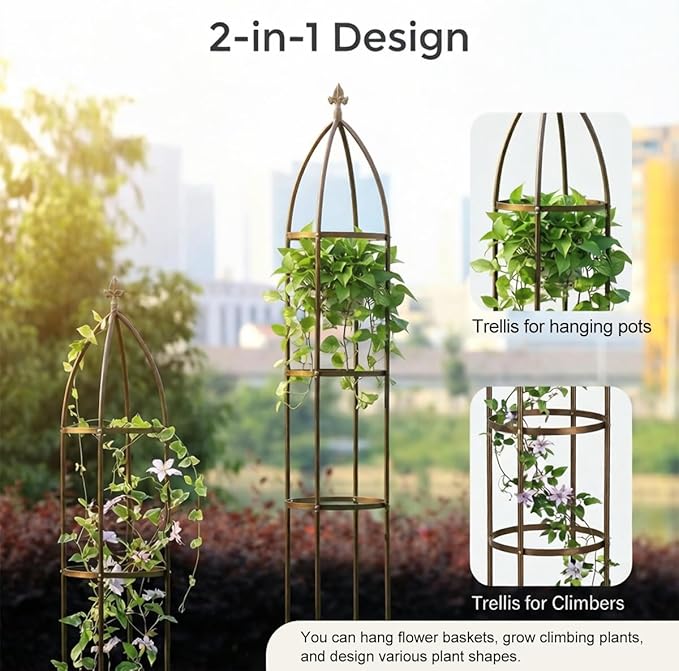 100% Metal Obelisk Garden Trellis 5.5 Feet Tall Sturdy Plant Support - Image 5