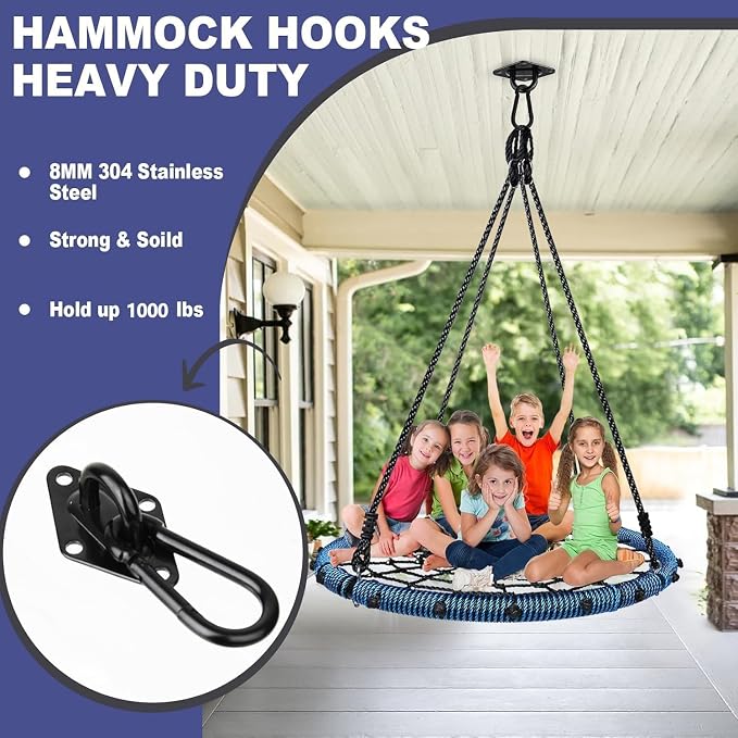 Hammock Hooks 4 Pack, Heavy Duty Hammock Hanging Kit, M8 Pad Eye Hanging Hooks - Image 4
