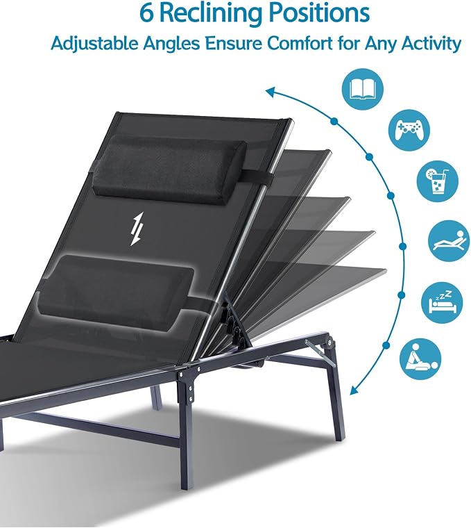 2 Pack Foldable Chaise Lounge Chair - Image 4