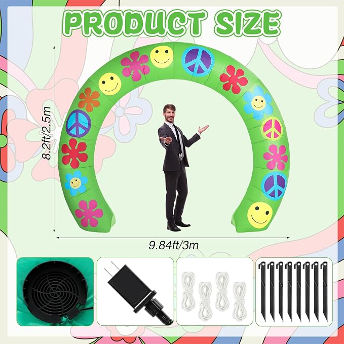 10 ft 60's Hippie Party Inflatable Decorations - Image 2