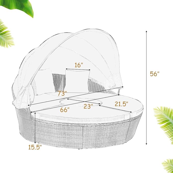 Tangkula Patio Round Daybed - Image 5