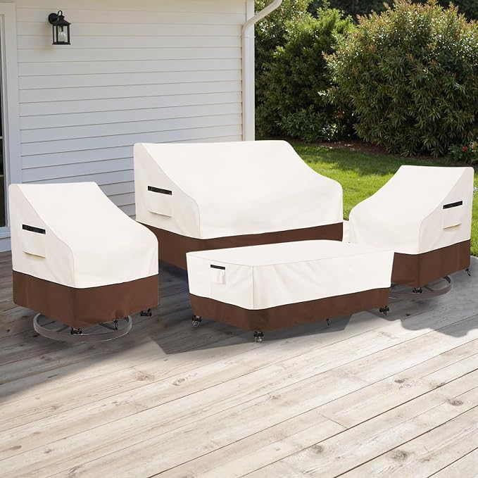Patio Furniture Covers Set, 4-Piece 600D Heavy Duty Waterproof Outdoor - Image 9