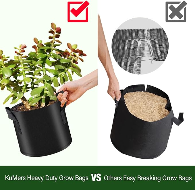 12 Pack Grow Bags 5 Gallon, 300G Heavy Duty Thickened Non-Woven Plant Bag Plant - Image 6