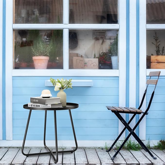 danpinera Outdoor Side Tables, Weather Resistant Steel Patio Side Table - Image 7
