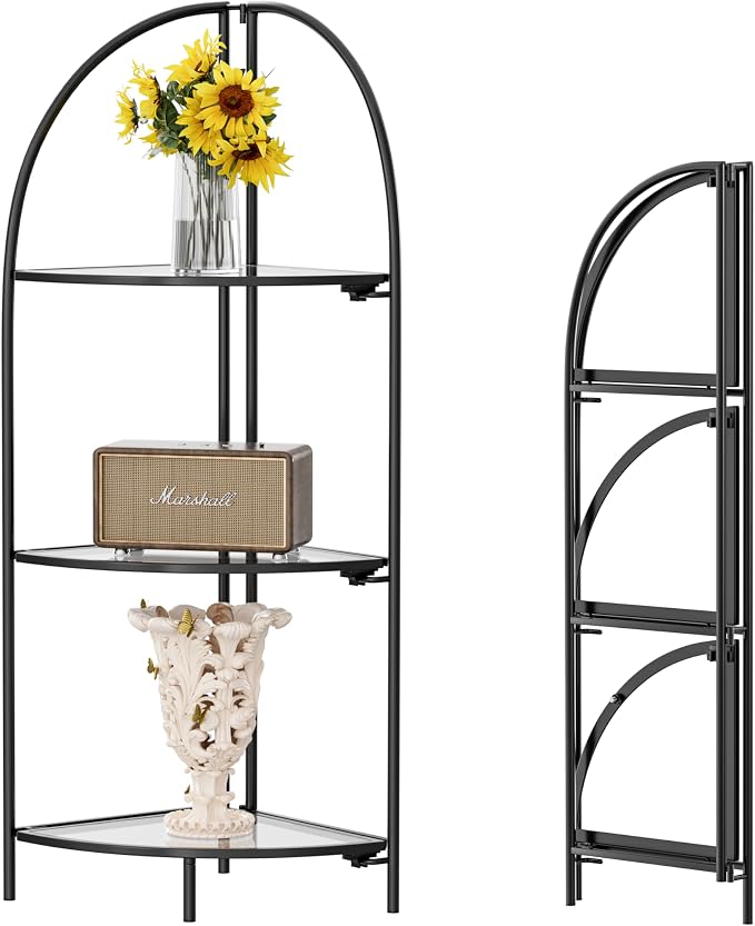 Crofy Foldable 3 Tier Corner Shelf, Metal Corner Plant Stand by CrofyLLC