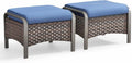 HUMMUH 2 Pieces Outdoor Wicker Ottomans-Outdoor Patio Ottoman by HUMMUH