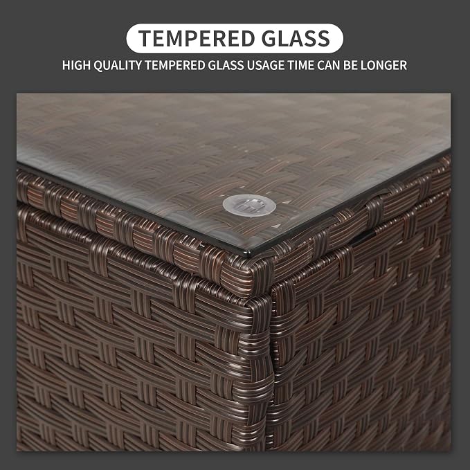 Rattaner Patio Furniture Wicker Coffee Table Outdoor Garden Square Side Table - Image 4