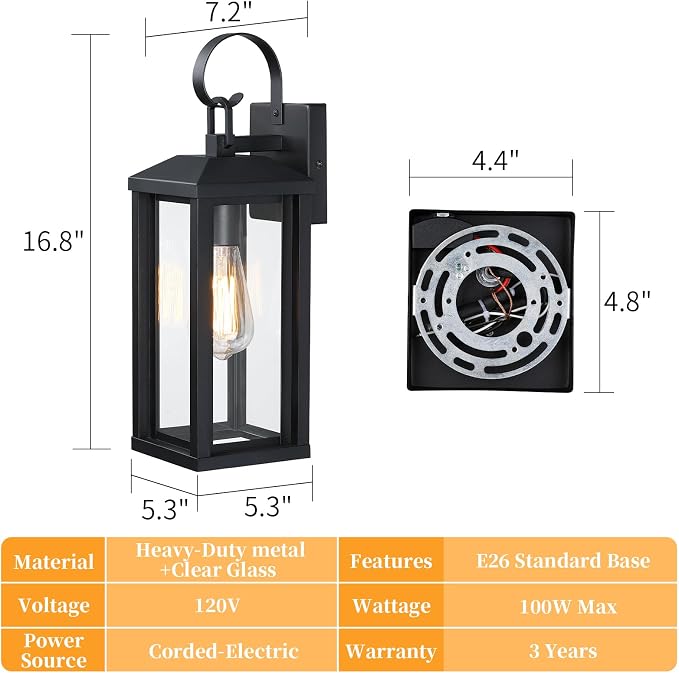 Large Outdoor Wall Light Fixtures 2-Pack, Anti-Rust Porch Lights - Image 6