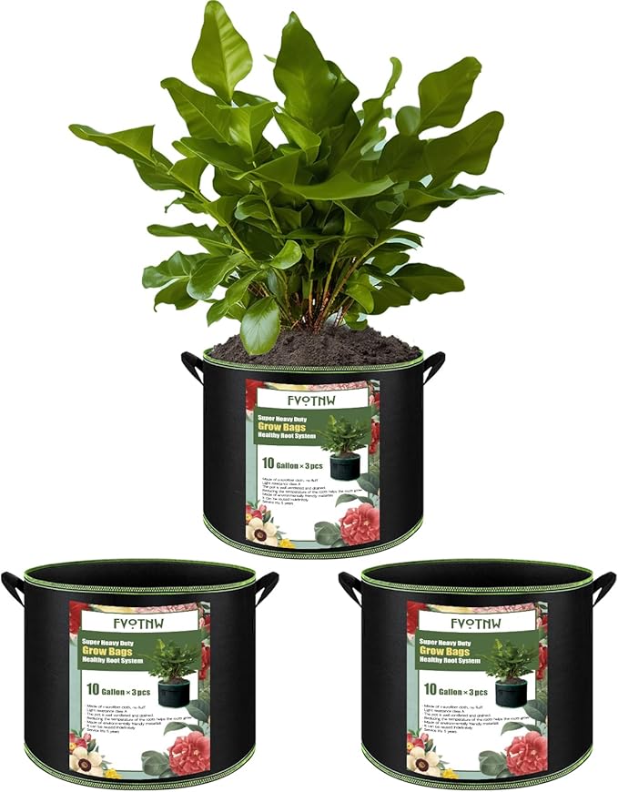 3-Pack 10 Gallon Plant Grow Bags, Thickened Nonwoven Fabric Pots by FVOTNW