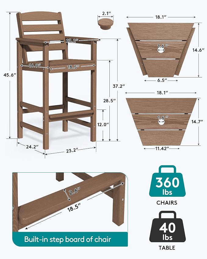 SERWALL Tall Adirondack Chairs Set of 2 - Image 3