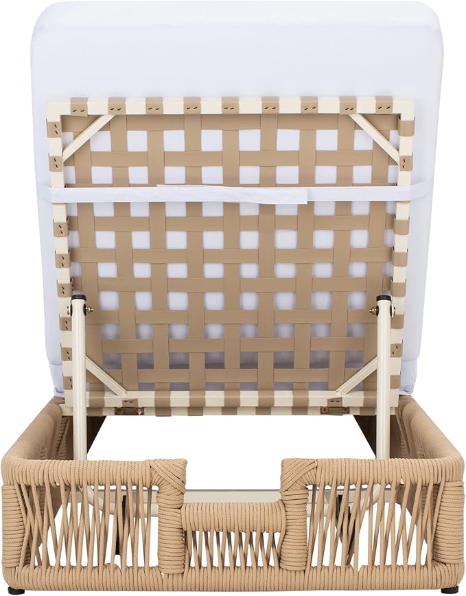 SAFAVIEH Outdoor Collection Gillian Tan Rope/White Cushion Chaise Lounge Chair - Image 5