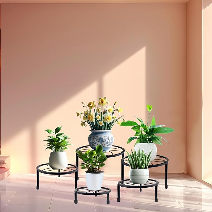 5 Packs Metal Plant Stand Indoor, Outdoor Black Plant Stand - Image 2