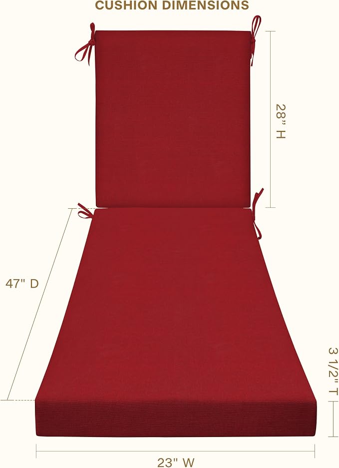 Honeycomb Outdoor Heritage Chaise, 23 x 75, Textured Solid Imperial Red Chair - Image 4