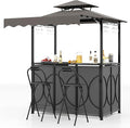 Tangkula 3 Piece Patio Bar Set, Grill Gazebo & 2 Foldable Bar Stools by TANGKULA