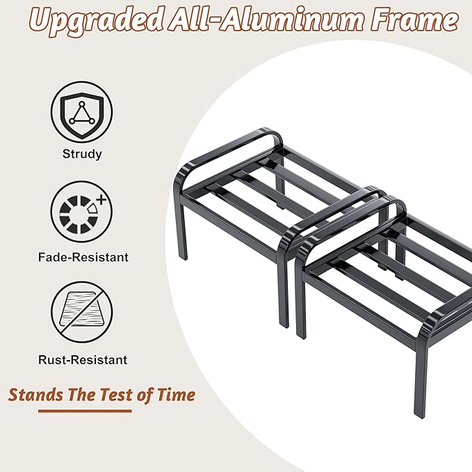 HOMREST Metal Outdoor Ottoman, 2-Piece Aluminum Footstool w/Removable Cushion - Image 5
