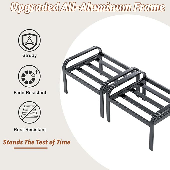 HOMREST Metal Outdoor Ottoman, 2-Piece Aluminum Footstool w/Removable Cushion - Image 5