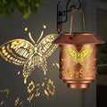 Outdoor Hanging Solar Lantern Waterproof Outside Metal Openwork Butterfly by Unknown