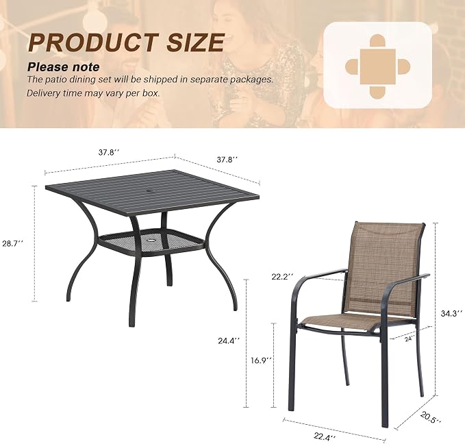 VICLLAX 5 Pieces Patio Outdoor Dining Set - Image 2