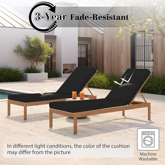 Chaise Lounge Cushions Outdoor, 4 Adjustable Ties Lounge Chair Cushions - Image 6