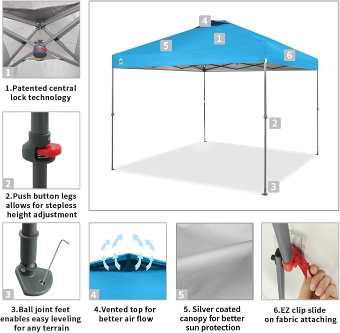CROWN SHADES 10x10 Canopy Tent, Pop Up Beach Tent - Image 3