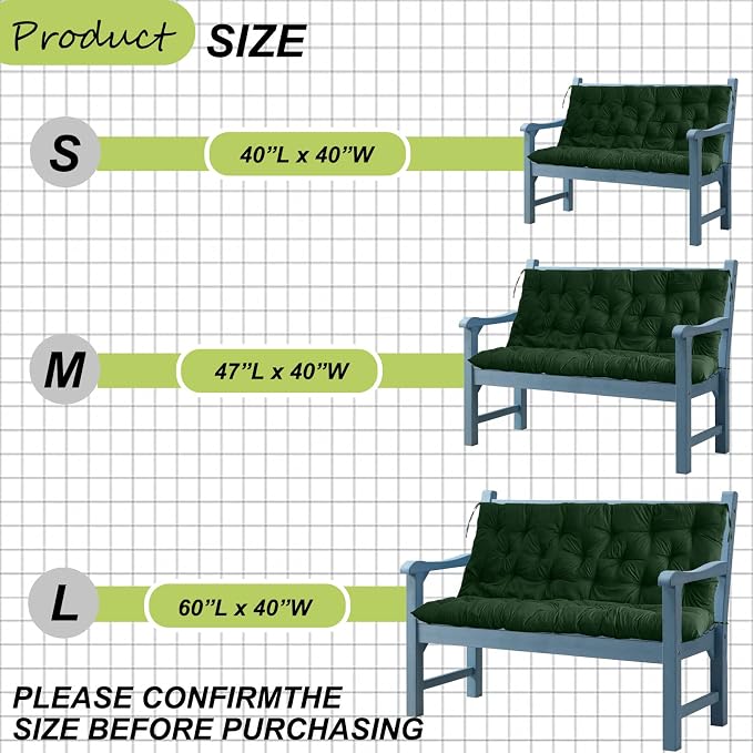 Waterproof Porch Swing Cushion Replacement, Thick 4" 2–3 Seat Outdoor Swing - Image 7