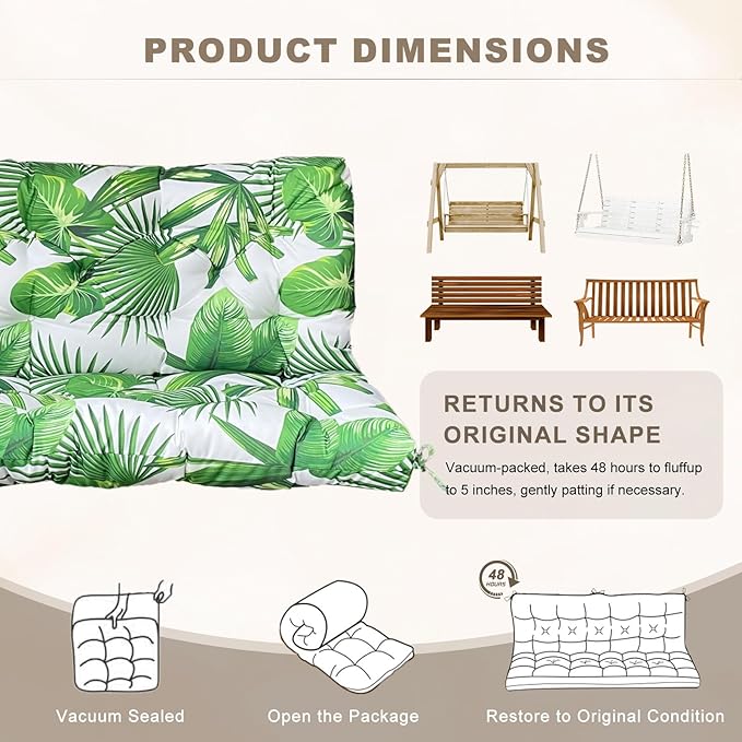 Porch Swing Cushion with Backrest, Waterproof Bench Cushion - Image 6