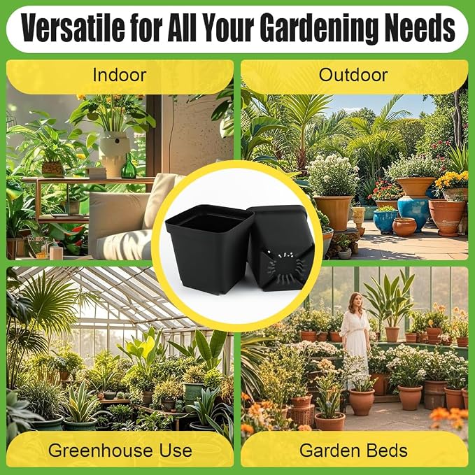 Square Nursery Pots 5.5 Inch, Plastic Plant Pot - Image 7