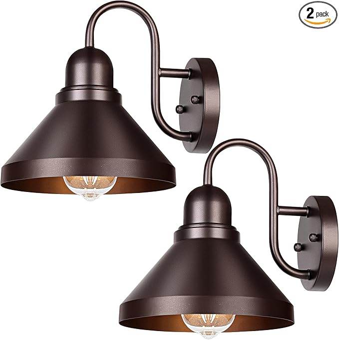 Brightever Gooseneck Porch Lights Outdoor, Waterproof Industrial Brown Patio by Brightever