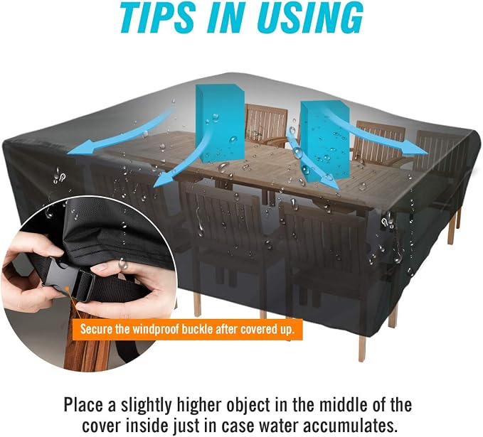 Velway Patio Furniture Cover Outdoor, Waterproof Rectangular Patio Table Chair - Image 5
