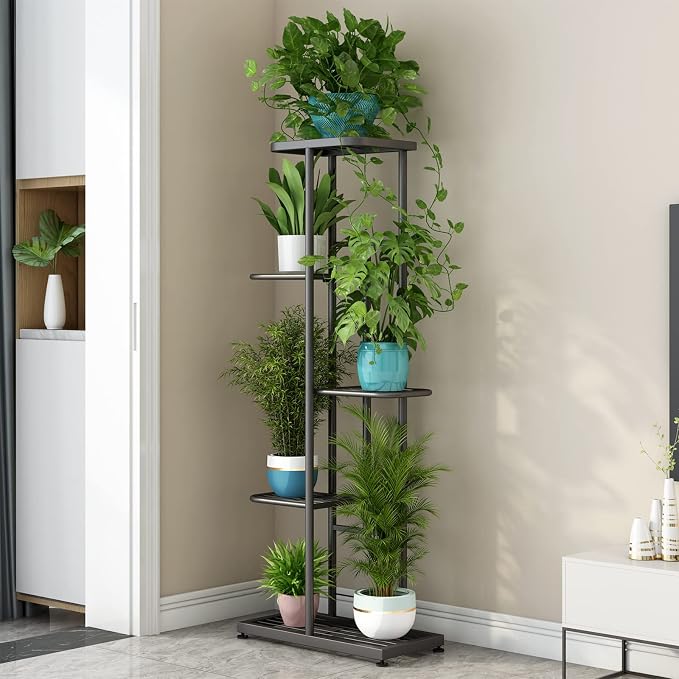 LINZINAR Plant Stand Indoor Outdoor Metal 5 Tier 6 Potted Multiple Flower Pot - Image 3