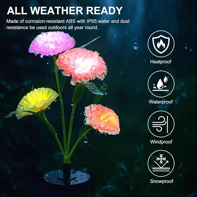 Upgraded Solar Garden Lights, 4 Pack Outdoor Solar Lights, New Round Panel - Image 5